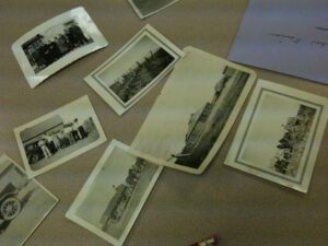 Table with scattered family photos